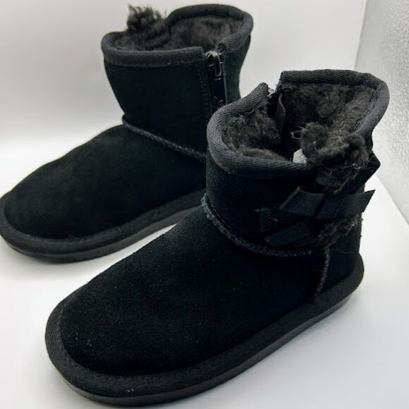 Koolaburra by Ugg 1090330 size 8 Toddlers VICTORIA SHORT BOOT Black Suede Bow - Picture 4 of 11